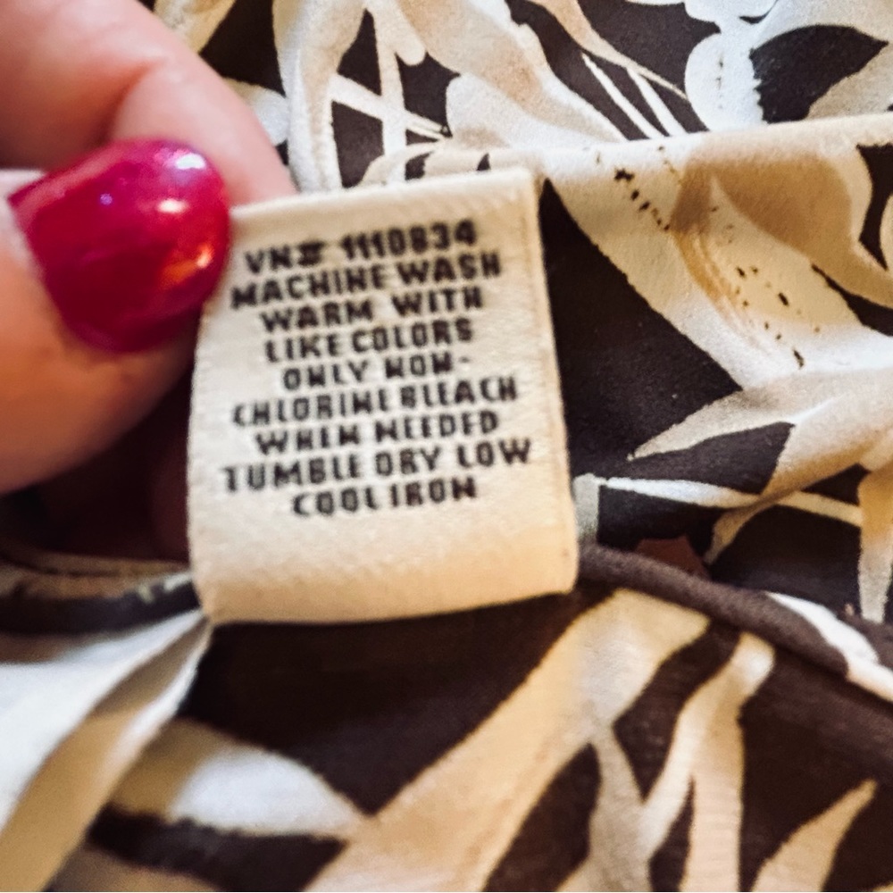 Merona black with brown and white leaves wrap style comfortable dress Size S - Picture 5 of 7